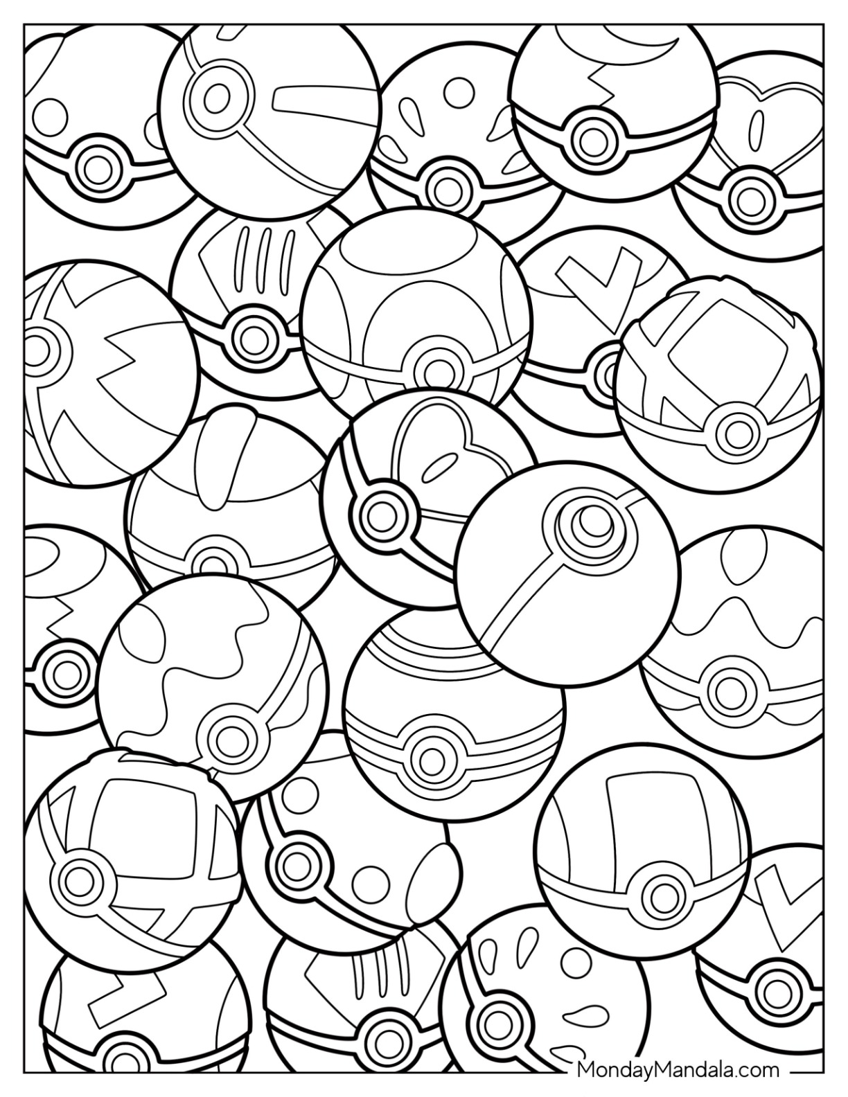 Pikachu Pokeball Coloring Pages