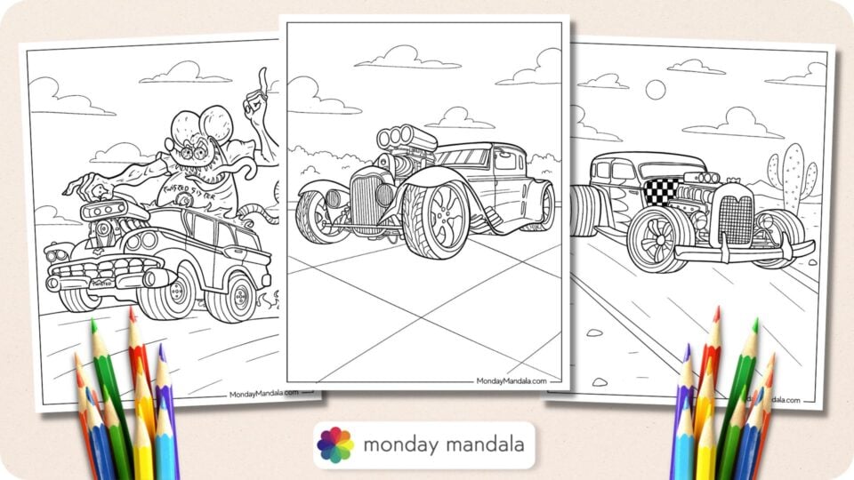 Hot Rod Coloring Pages Free PDF Printables