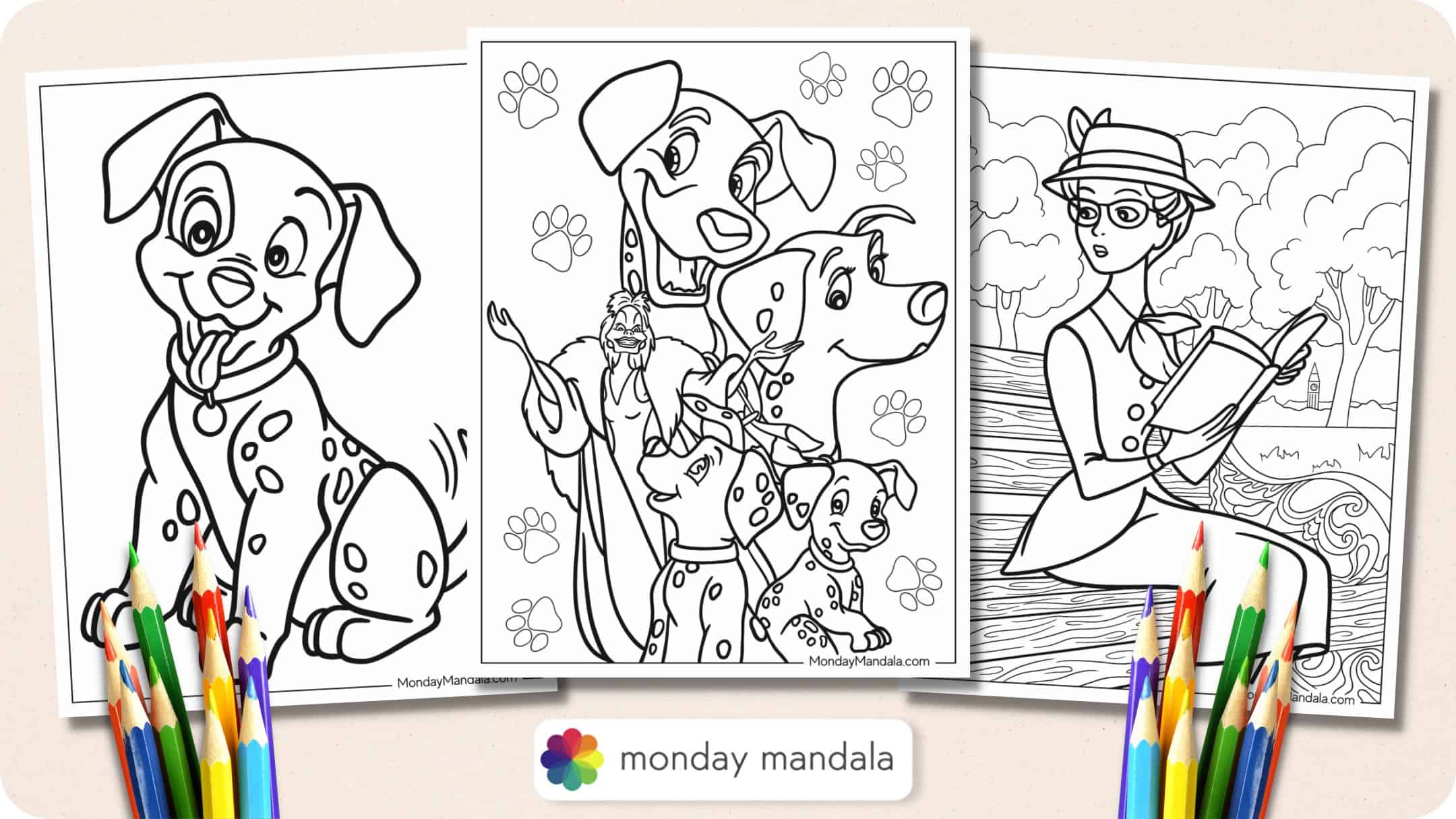 Coloriage dalmatien de disney adulte - JeColorie.com