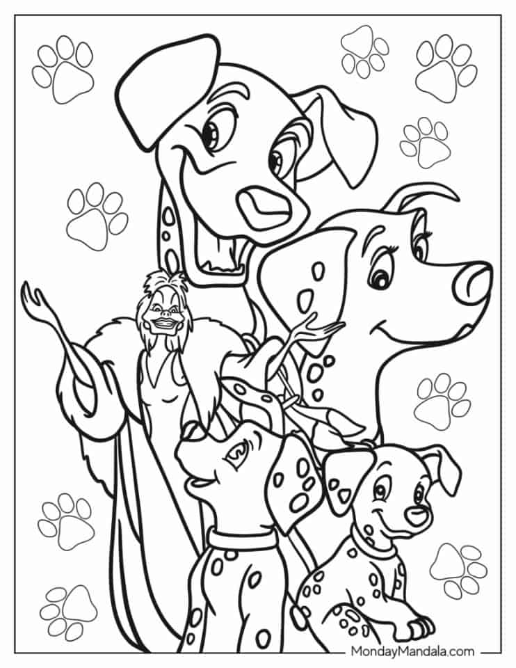 101 Dalmatians Coloring Pages (26 Free PDF Printables)
