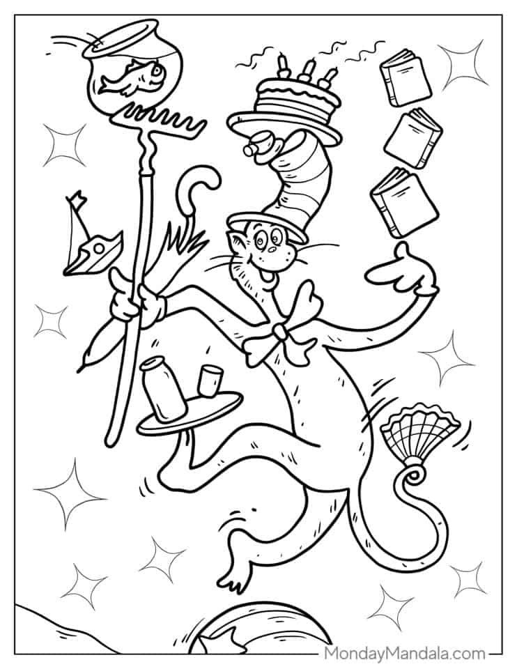 20 Cat In The Hat Coloring Pages (Free PDF Printables)