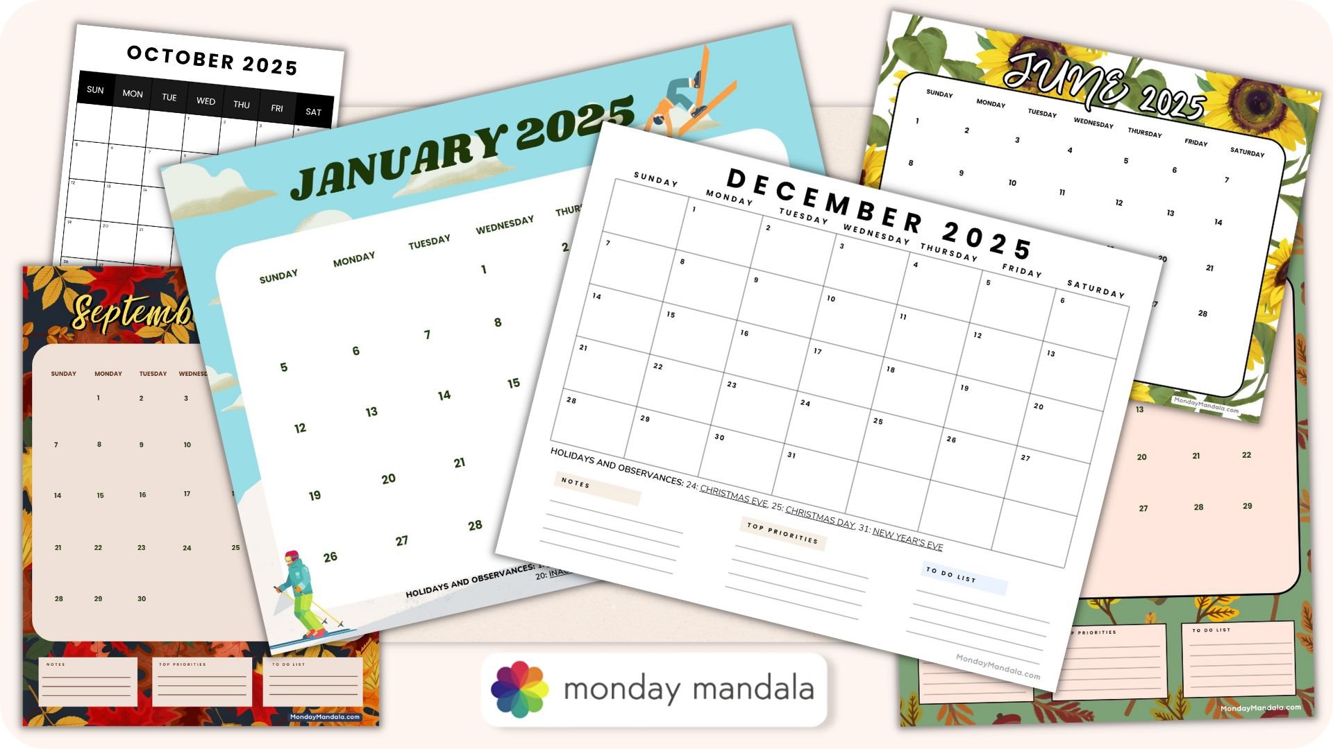 Free Cute Printable Calendar 2025 Pdf Free Download adah kylila