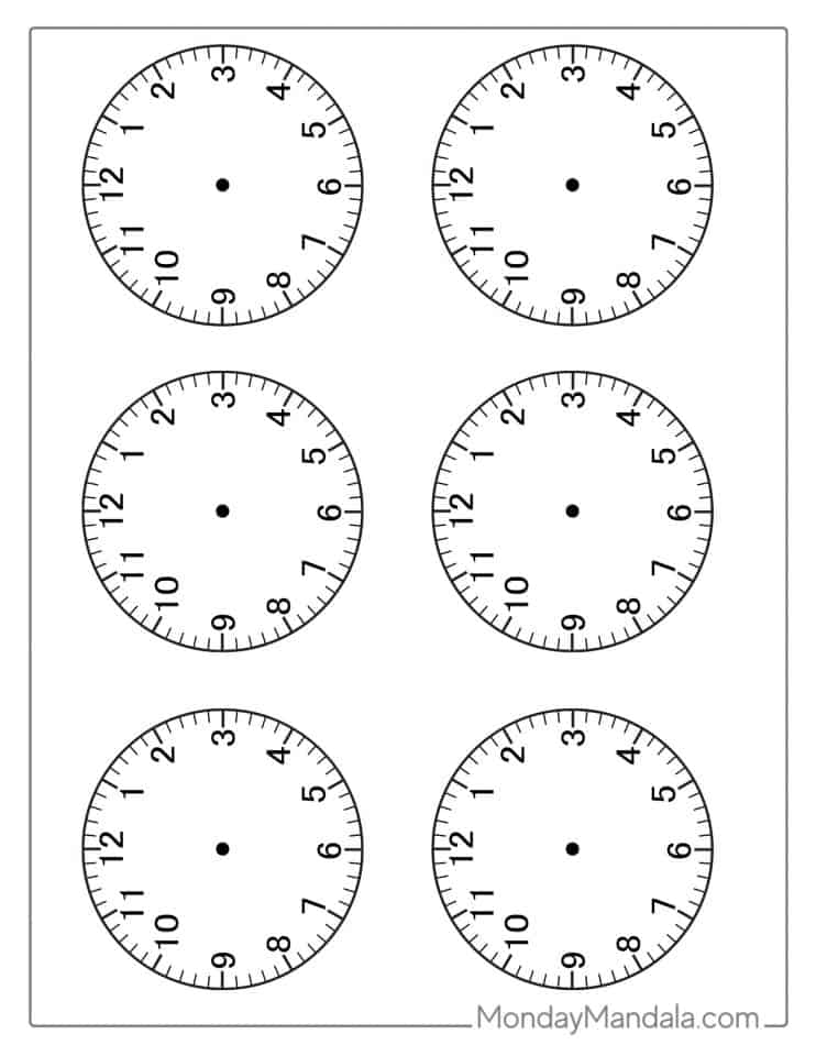 14 Printable Clock Faces (Free PDFs To Download & Print)