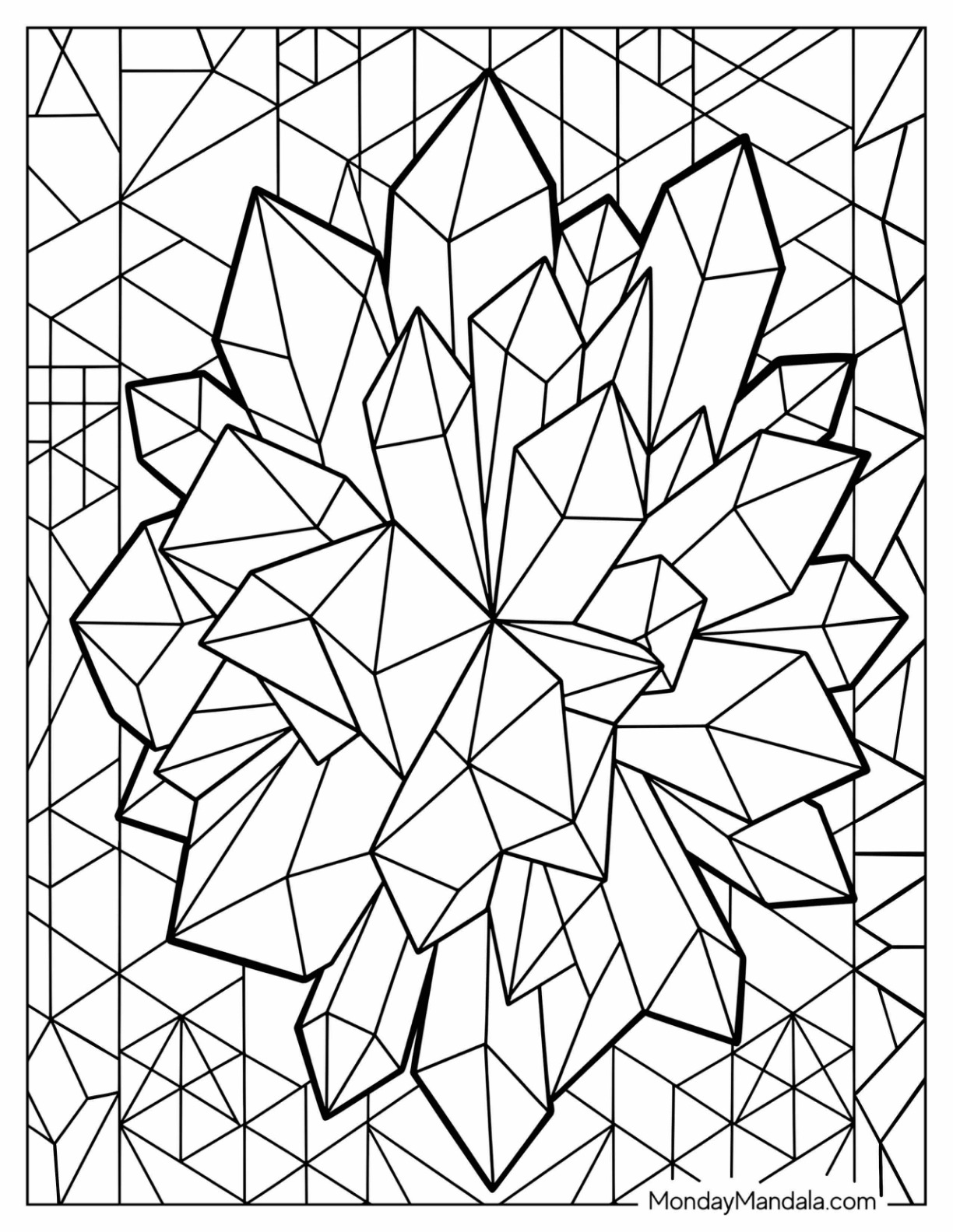 Abstract Crystal Cluster Coloring Page