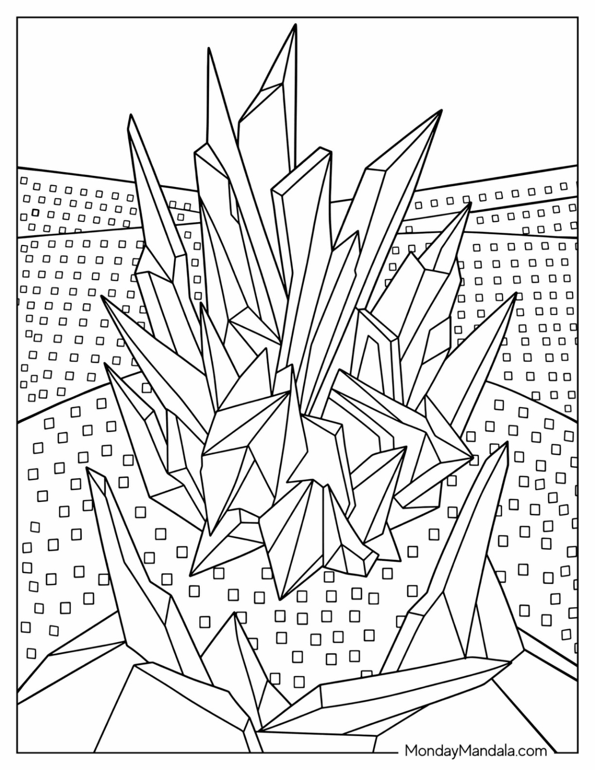Abstract Crystal Formation Coloring Page