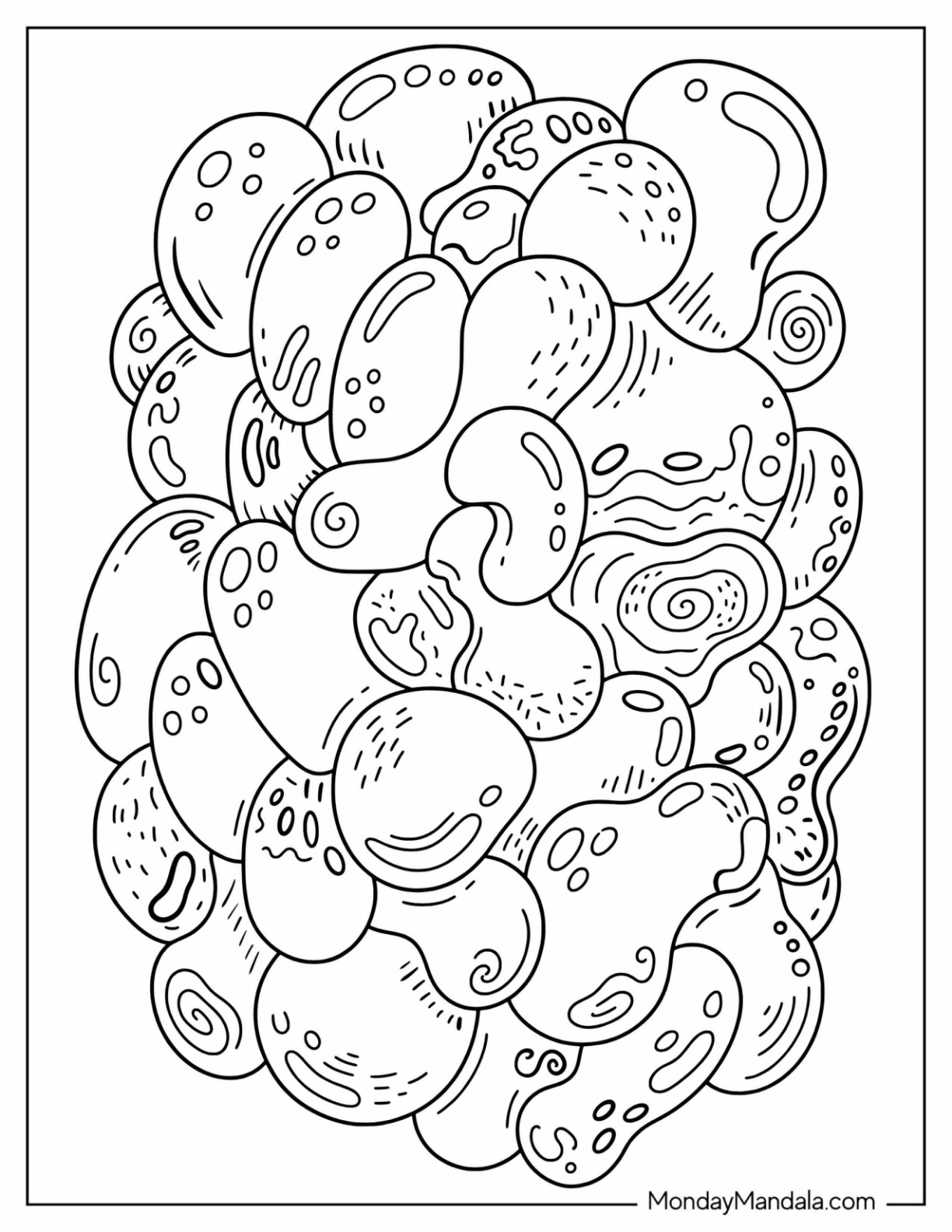 Abstract Organic Pebbles and Swirling Shapes