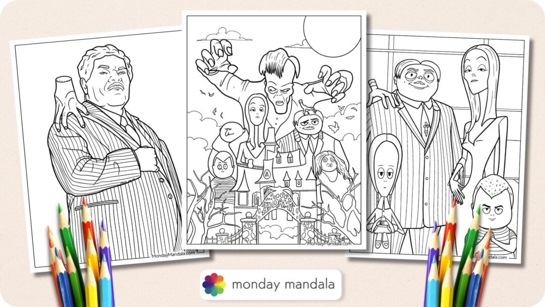 Addams Family Coloring Pages (Free PDF Printables)