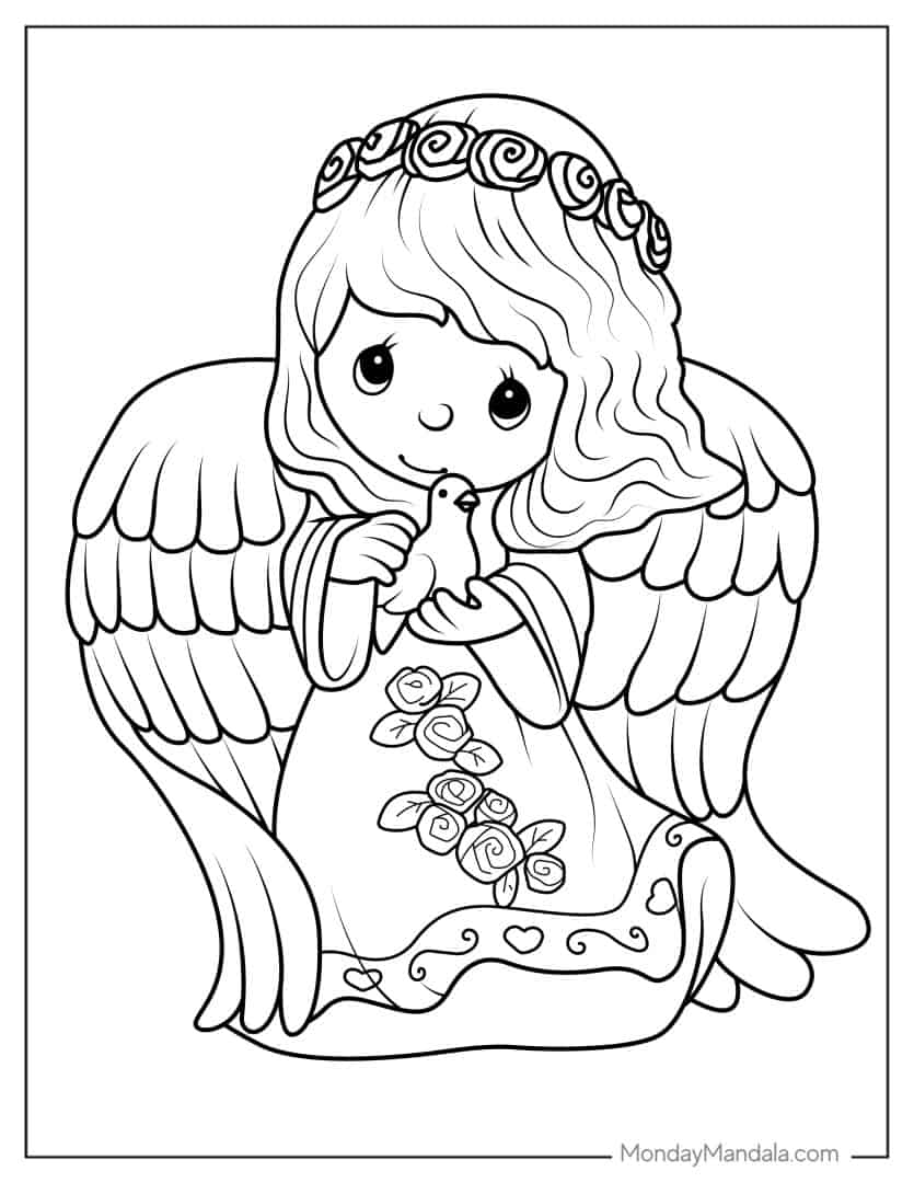 Beautiful Angel Coloring Pages Free Printable Coloring Page Angelangel 