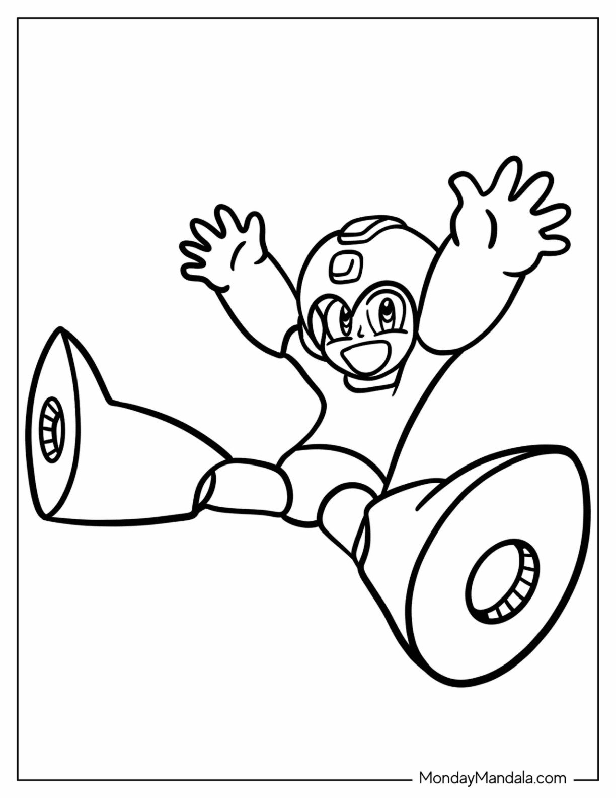 Adorable Mega Man Coloring Page Laughing For Preschoolers