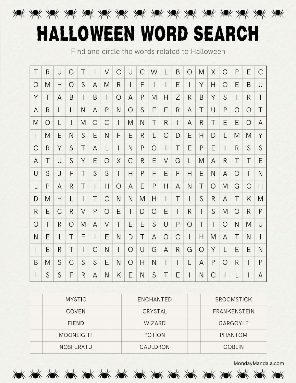 Advanced Halloween Word Search For Adults