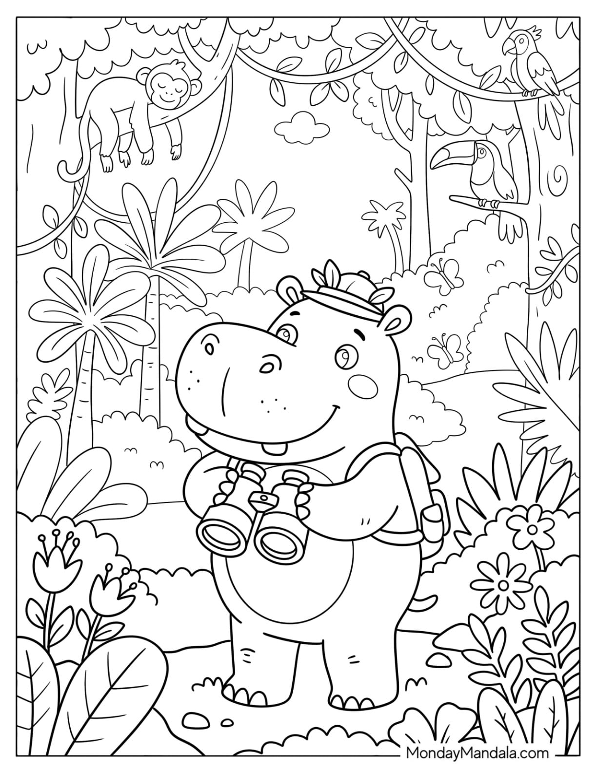 Adventurous Hippo with Binoculars