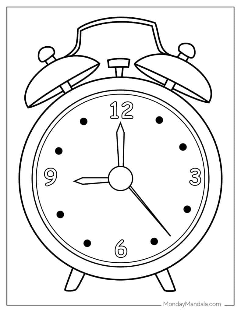 Clock Coloring Pages Printable 2025 