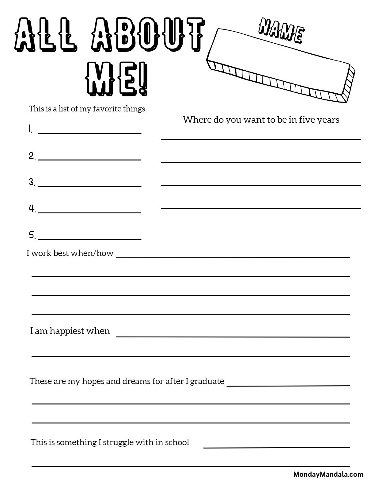 30 All About Me Worksheets (Free PDF Printables)