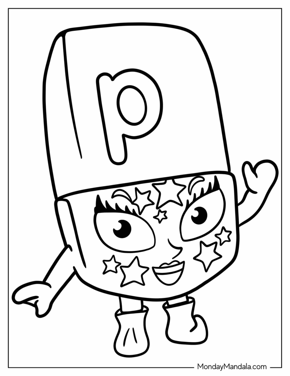 Alphablock Letter P Coloring Page For Kids
