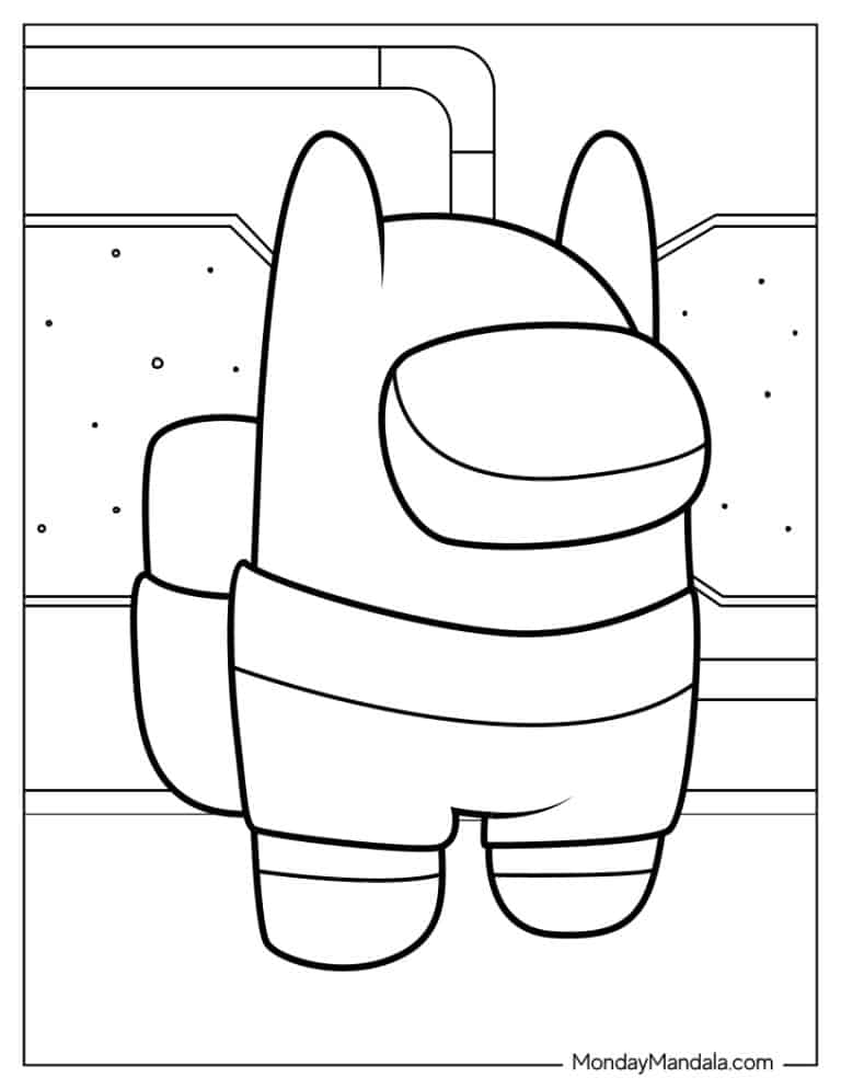 Among Us adventure-themed coloring page from Monday Mandala