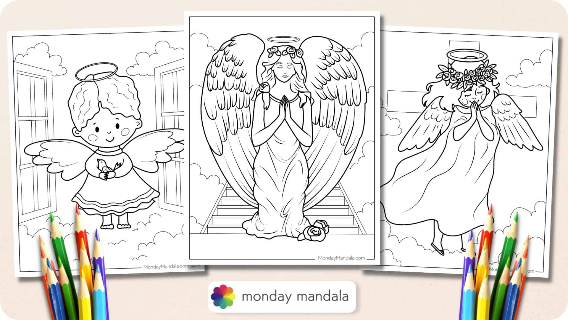 christmas angel colouring pages