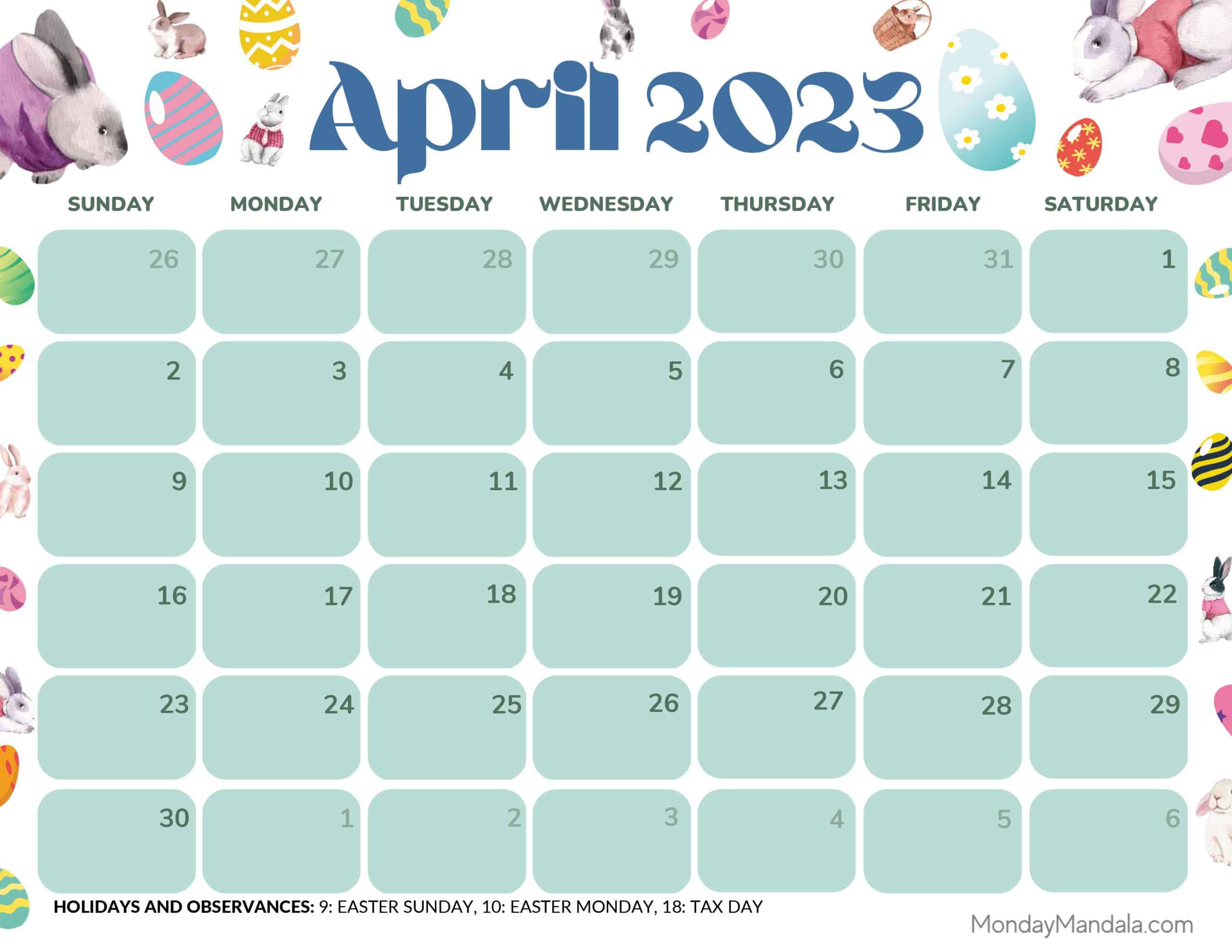 April 2023 Calendar (52 Free PDF Printables)