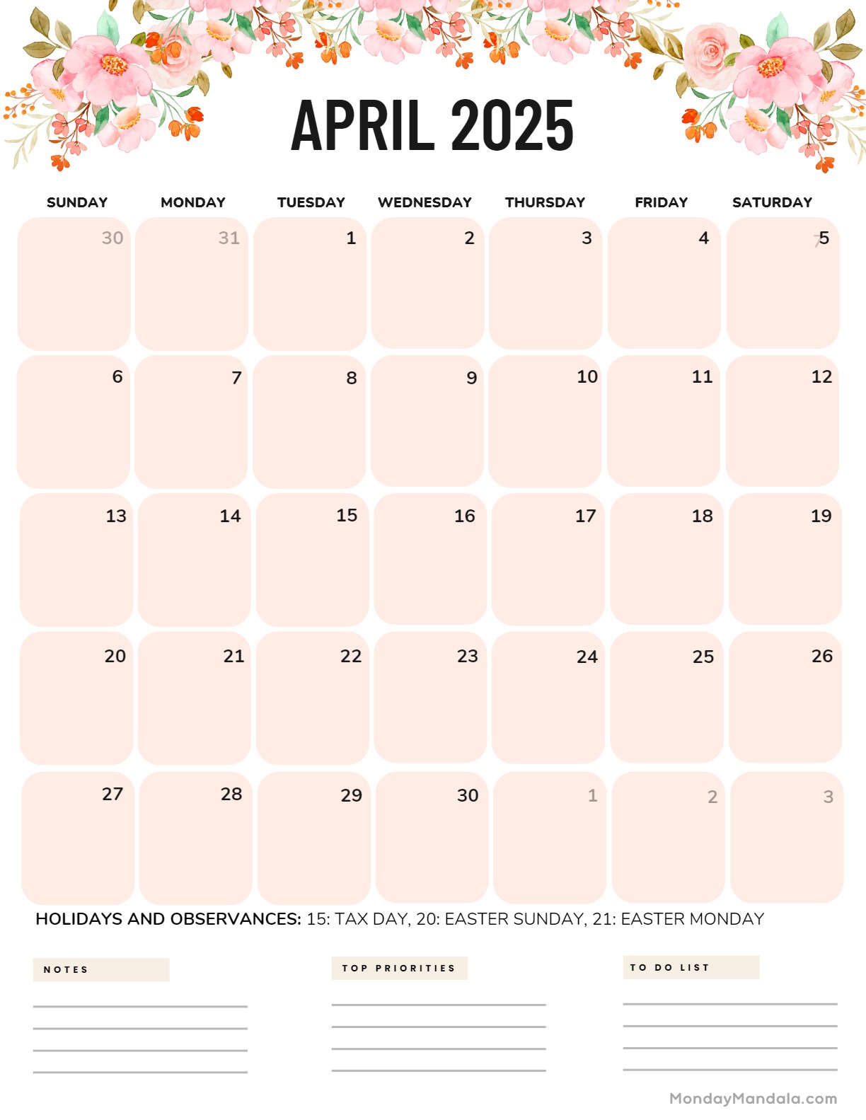 April 2025 Calendar 52 Free PDF Printables 