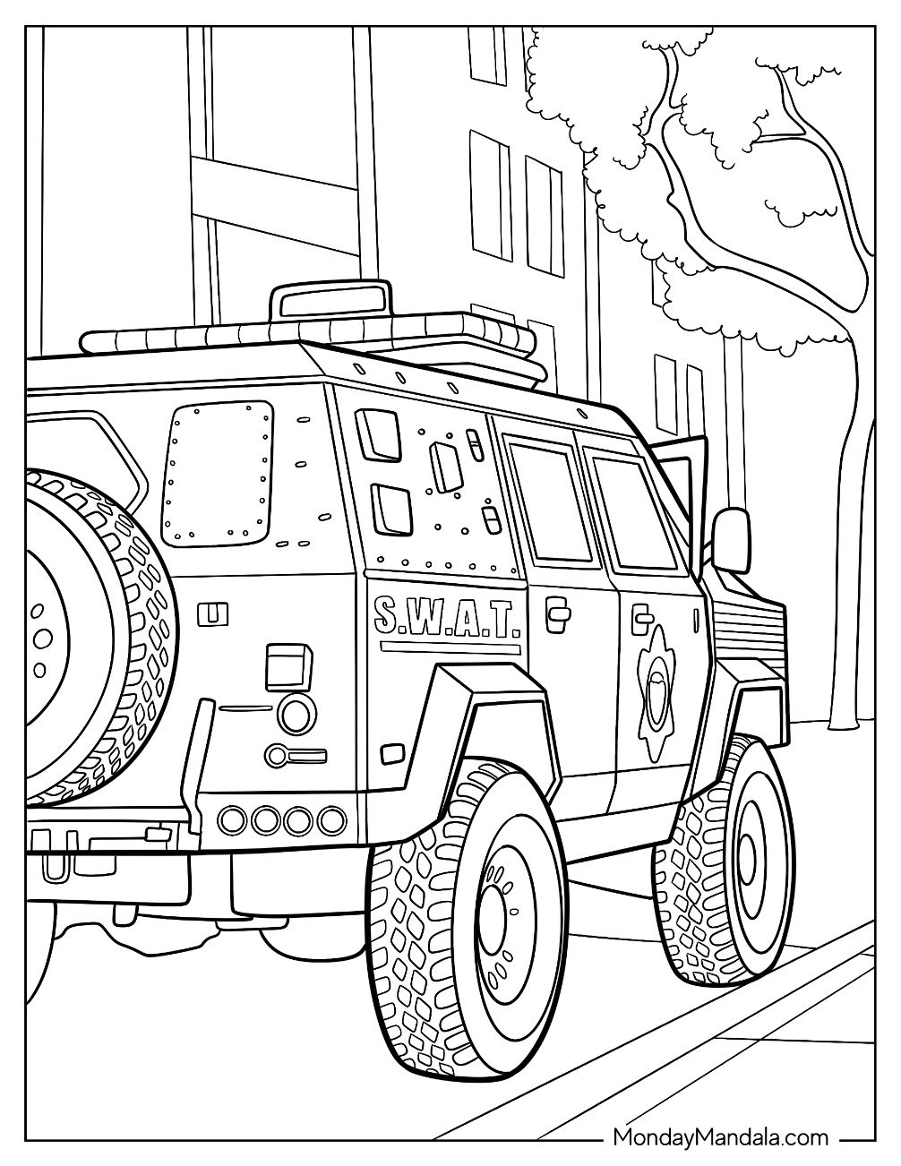 Armored Swat Police Car Coloring Page