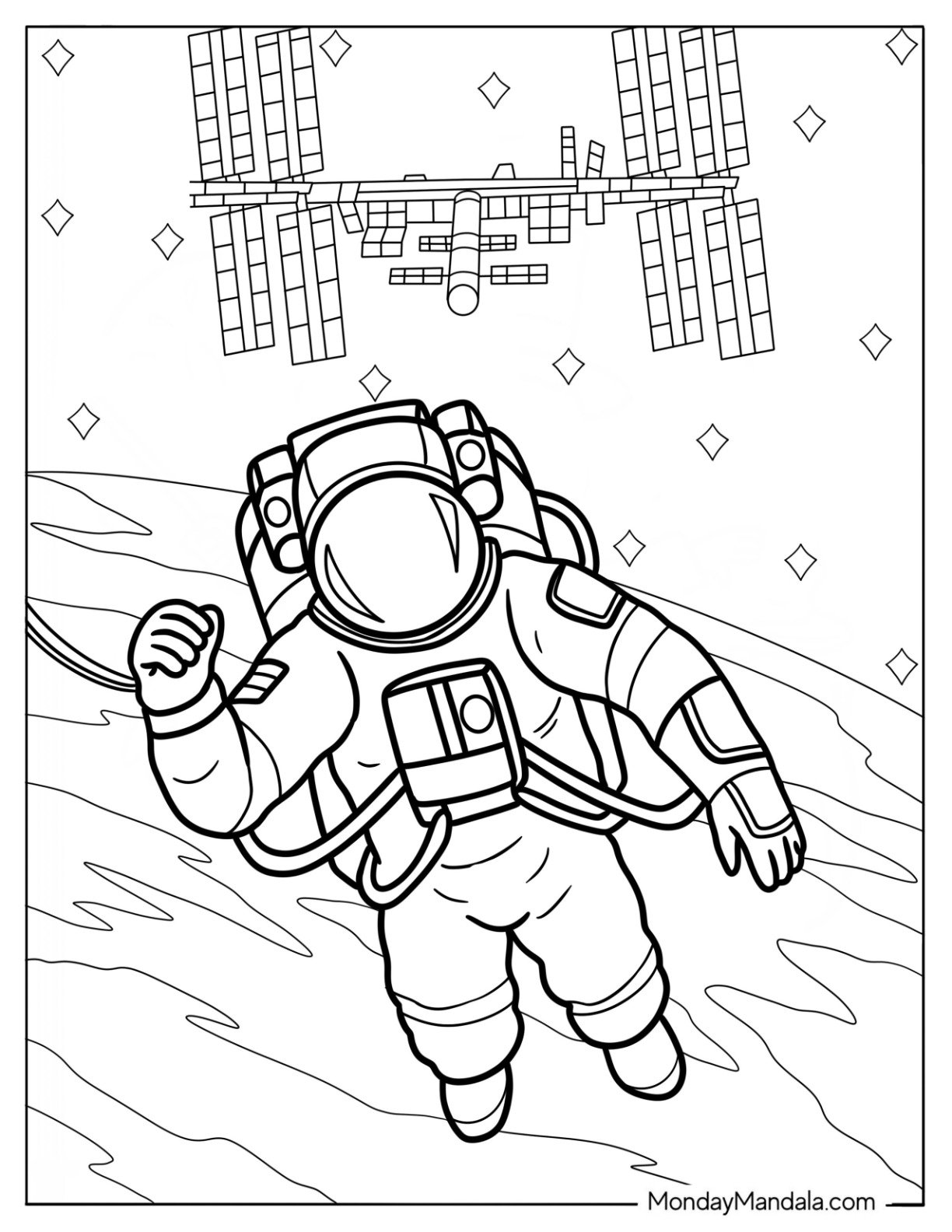 Astronaut Spacewalking Near the International Space Station