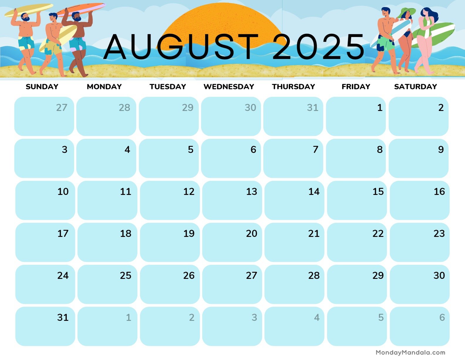 August 2025 Calendar (52 Free PDF Printables)