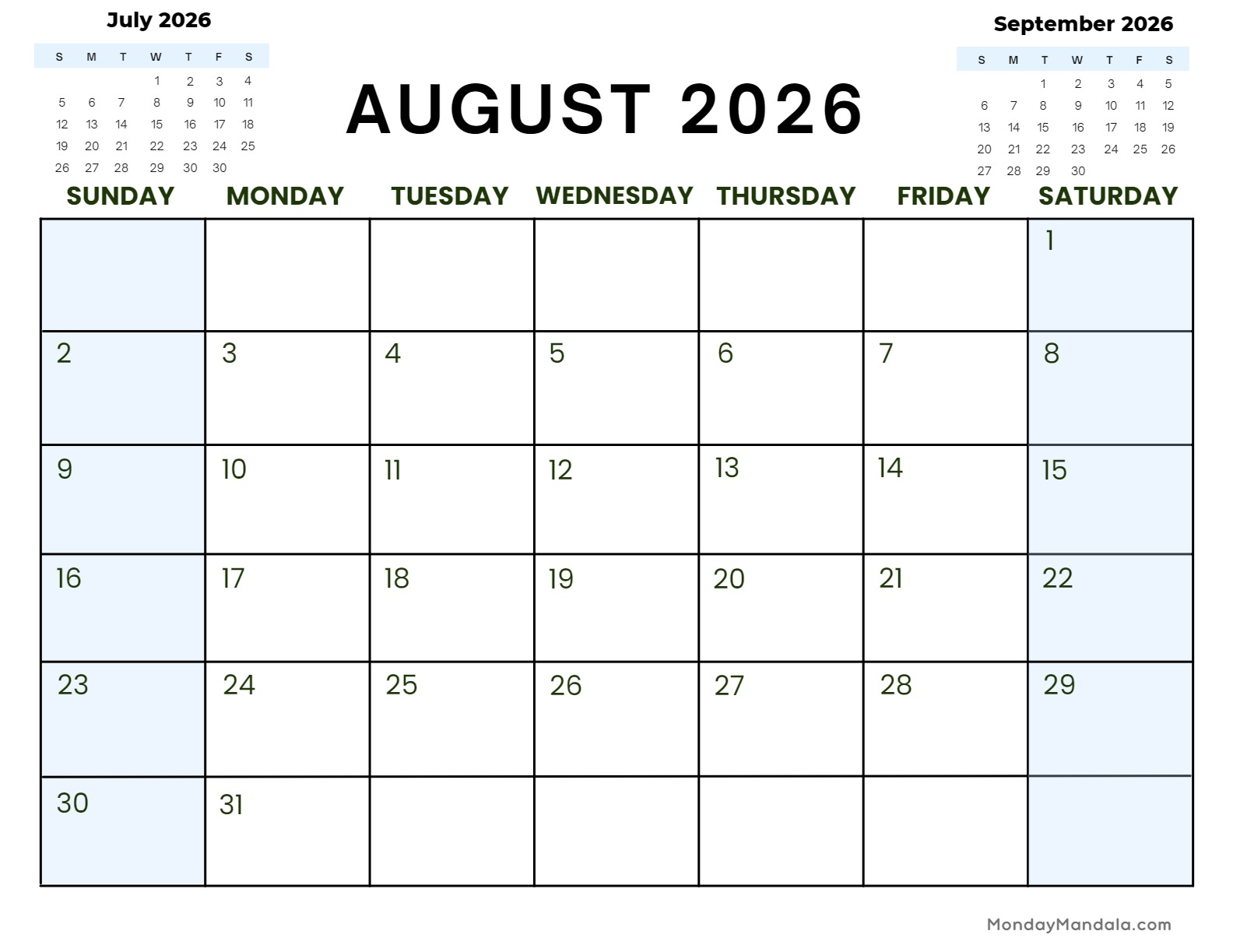 August 2026 Calendars 52 Free PDF Printables 