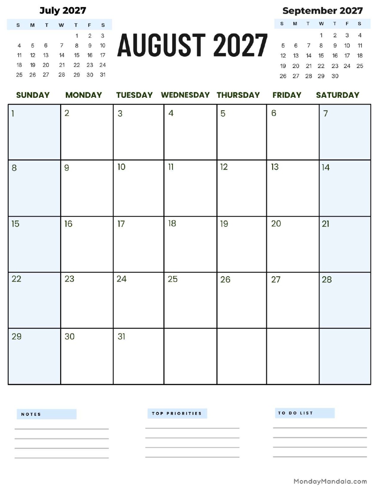 August 2027 Calendar Printable Corporate2 Portrait