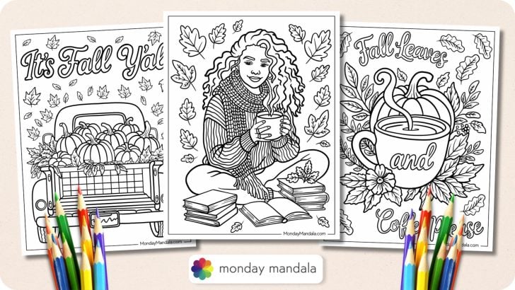 Autumn & Fall Coloring Pages Featured Image v2