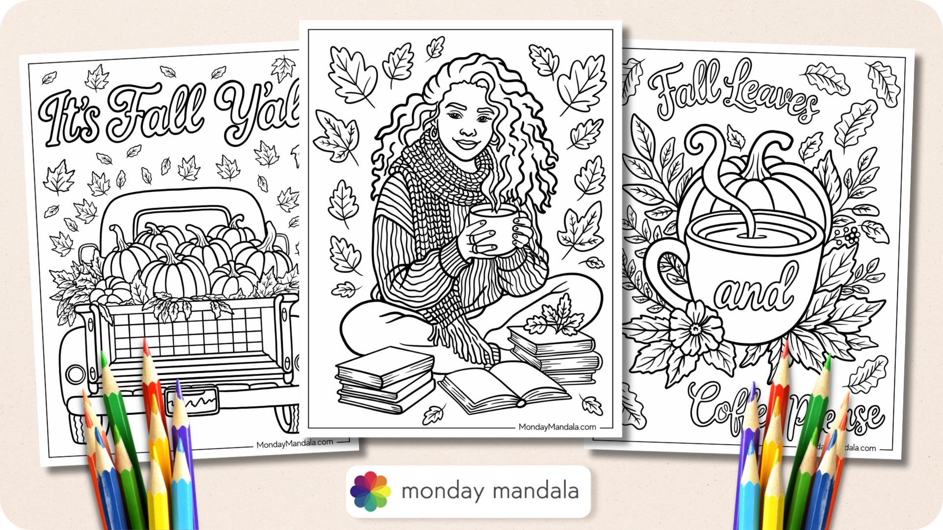 Autumn & Fall Coloring Pages Featured Image v2