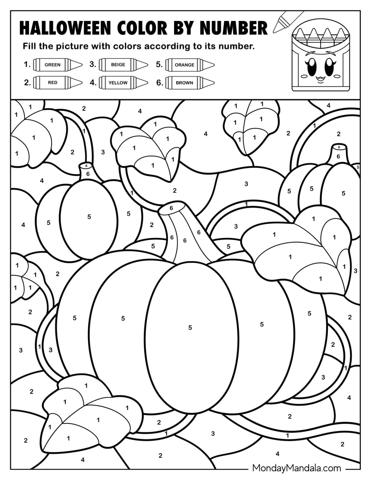 Autumn Pumpkins Halloween Color by Number