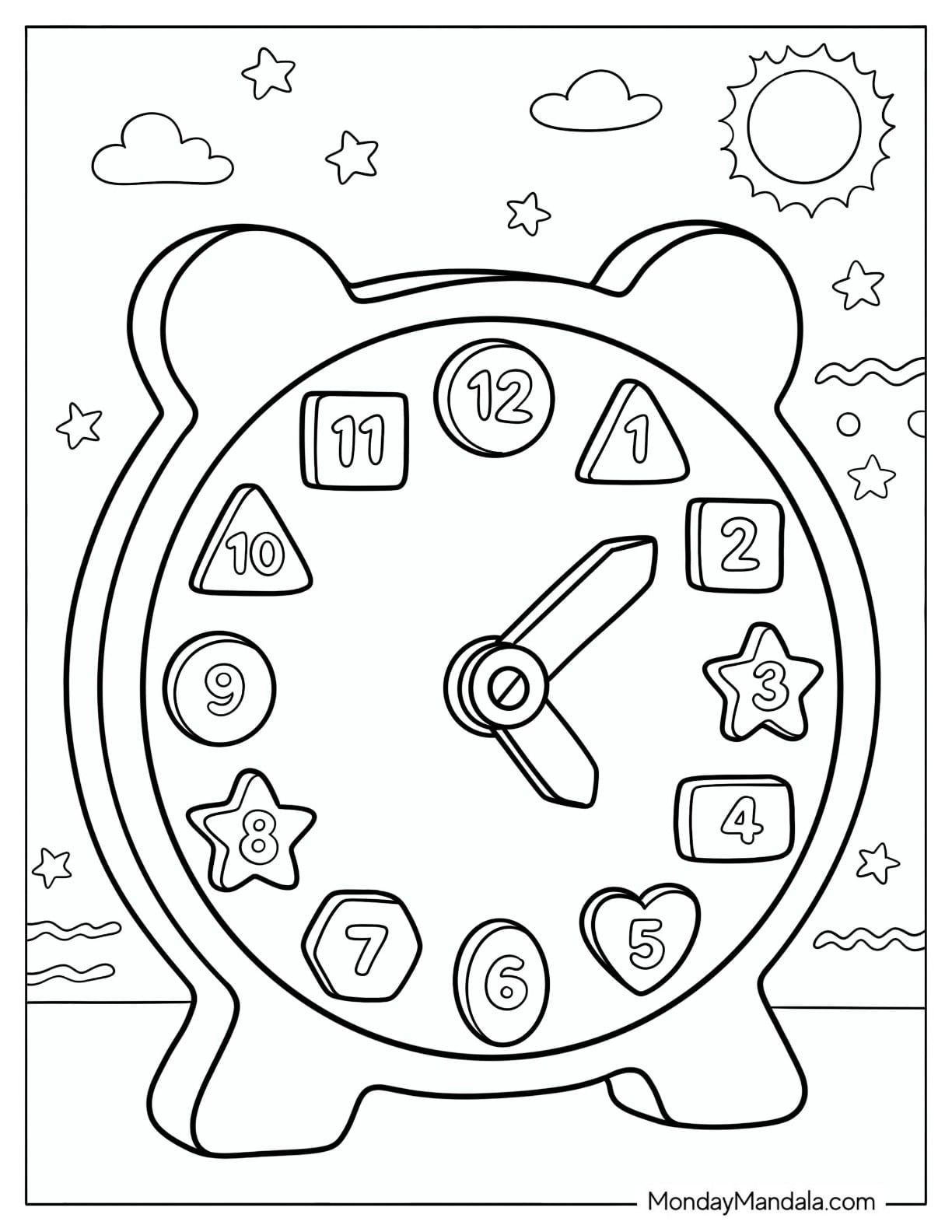 Bear Shaped Clock with Geometric Numbers