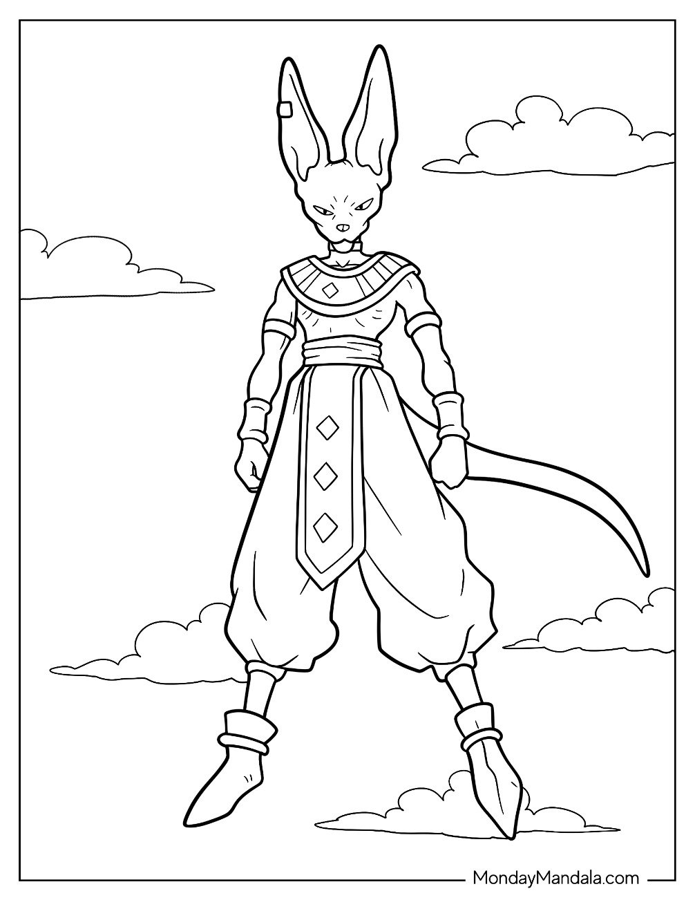 Dragon Ball Z Coloring Page Of Beerus God of Destruction