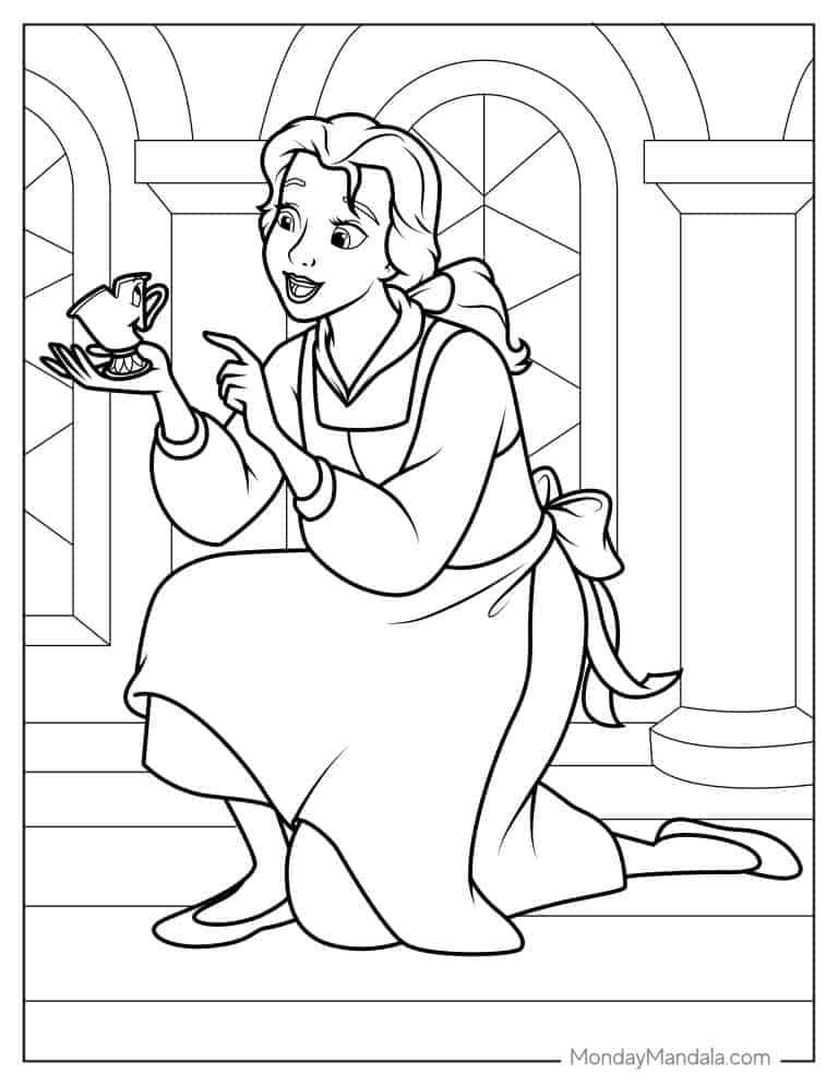 24 Belle Coloring Pages (Free PDF Printables)