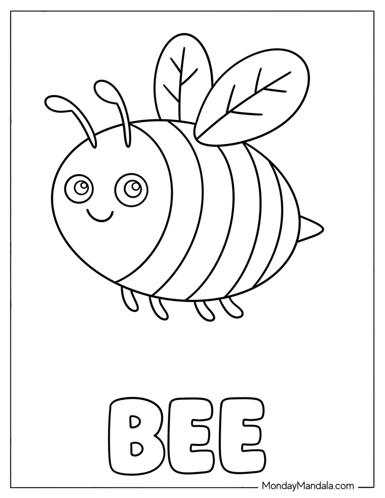 Big Bumblebee Coloring Page for Toddlers