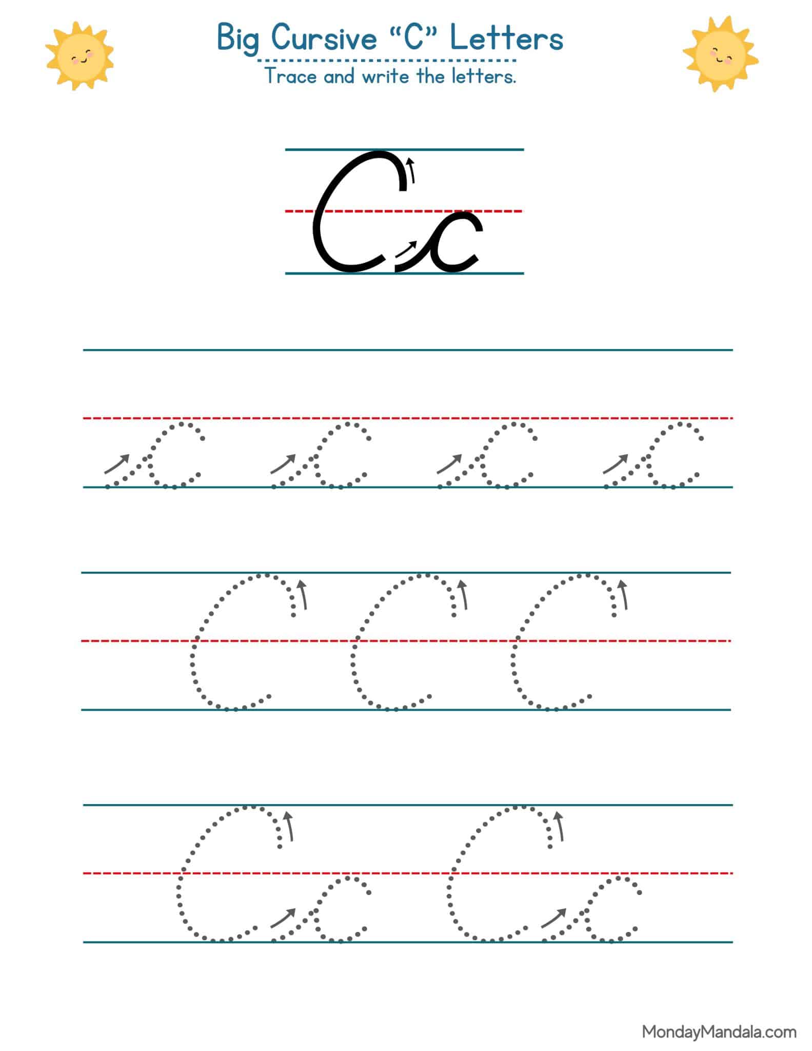 10 Cursive C Worksheets (Free Letter Writing Printables)