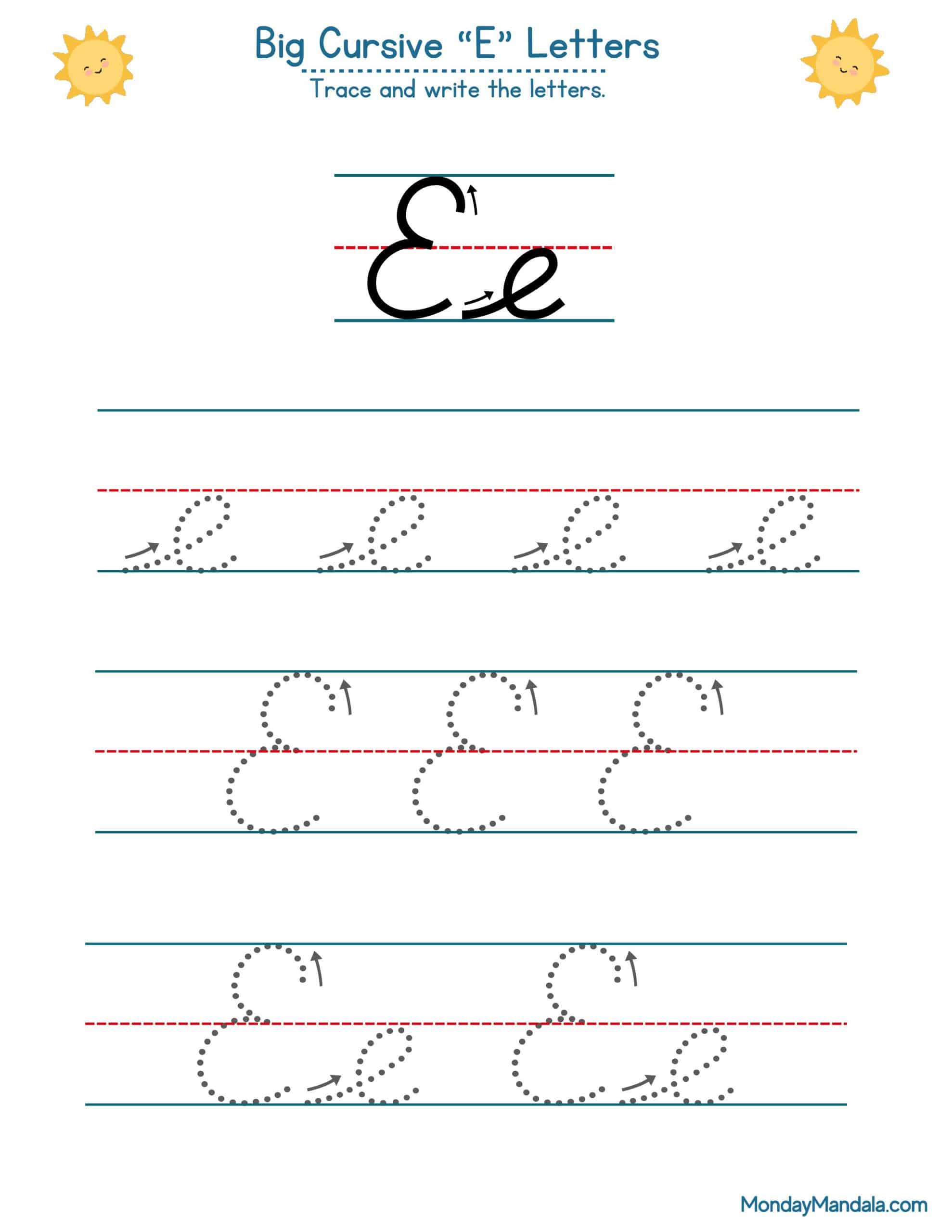 Cursive Eword 10 Cursive E Worksheets (Free Letter Writing Printables)