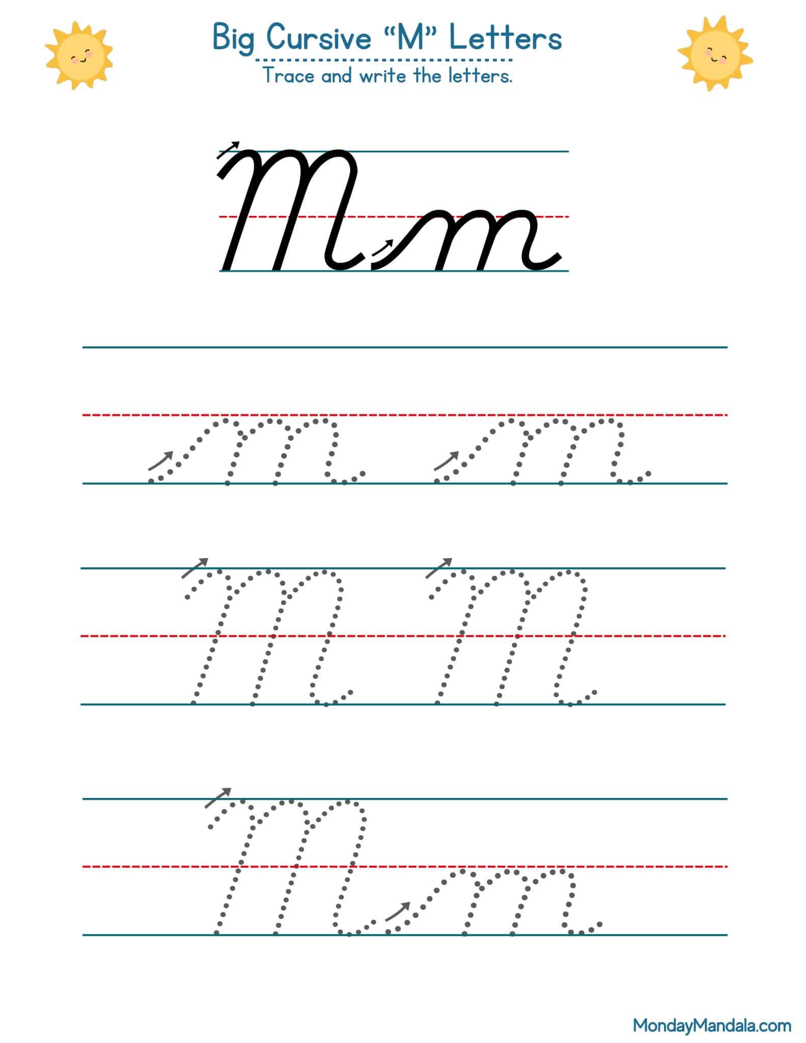 10 Cursive M Worksheets (Free Letter Writing Printables)