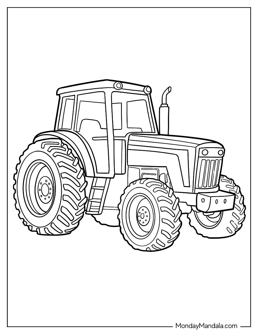 Big Farm Tractor Coloring Page with Giant Tires