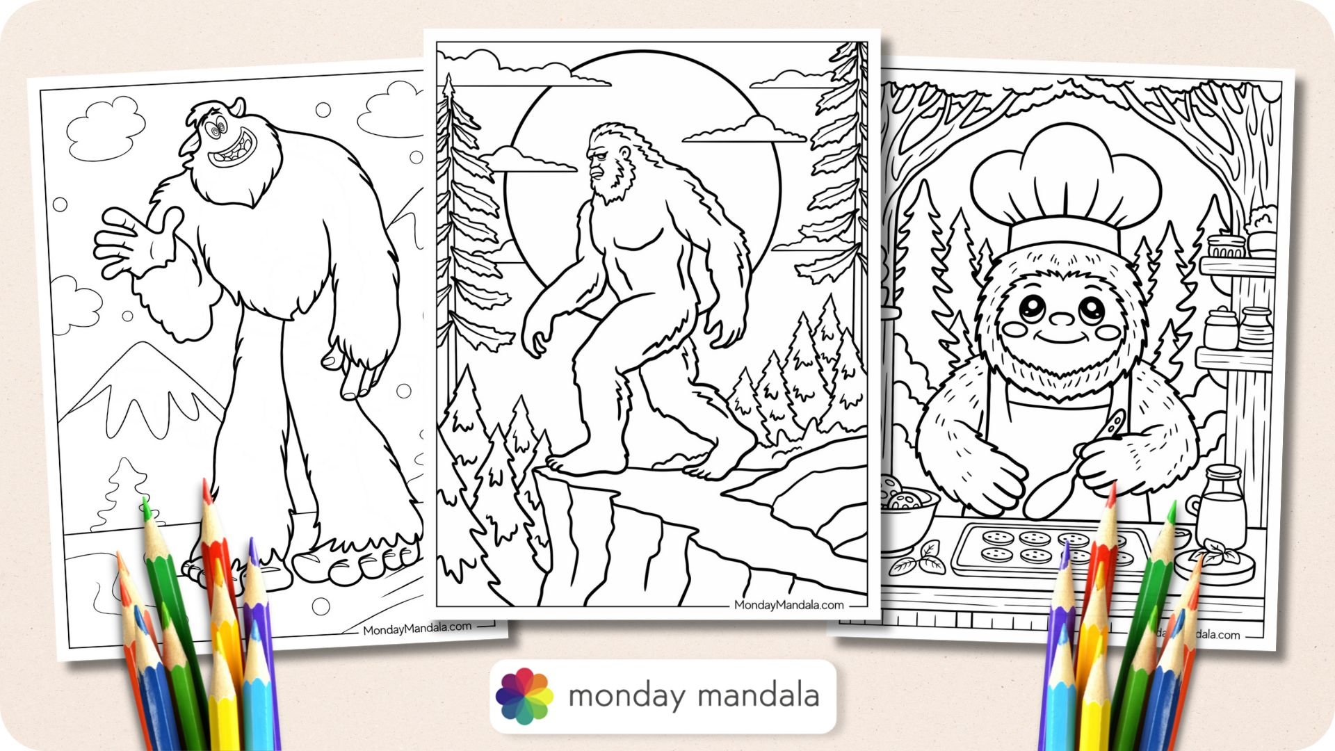 Bigfoot & Yeti Coloring Pages Featured Image v2