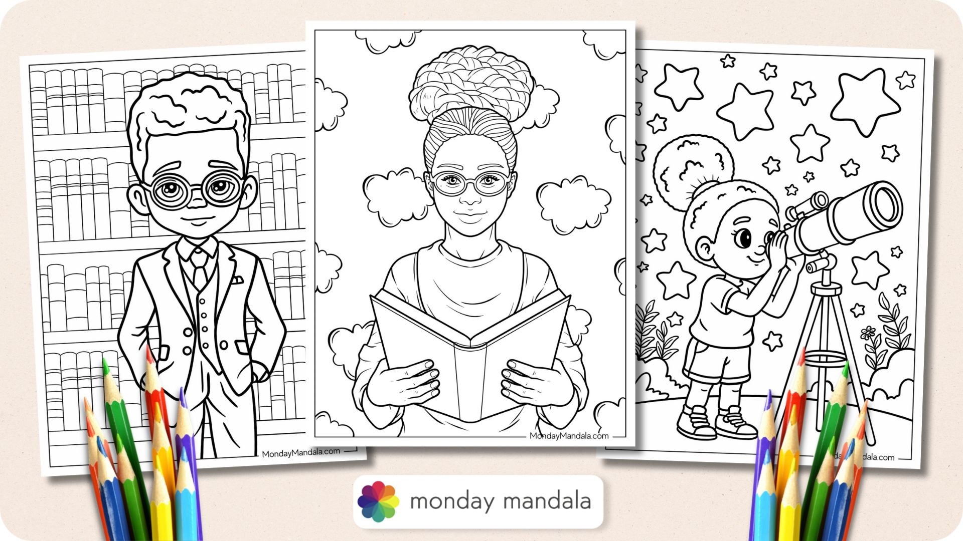 Black Girl & Boy Coloring Pages Featured Image v2