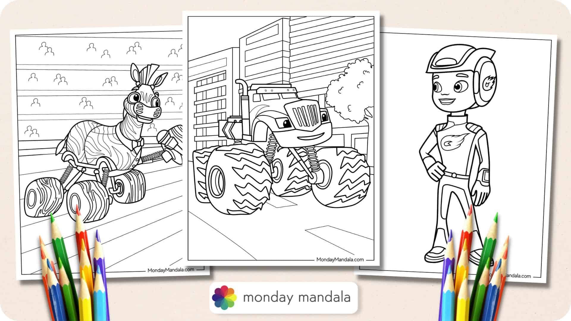 Colouring Pages Coloring book Machine Demand, blaze monster truck