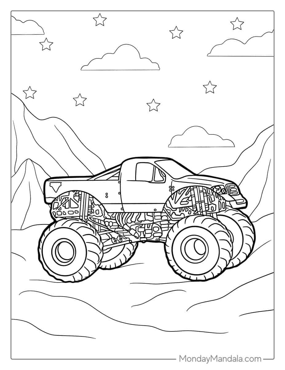 32 Monster Truck Coloring Pages (Free PDF Printables)