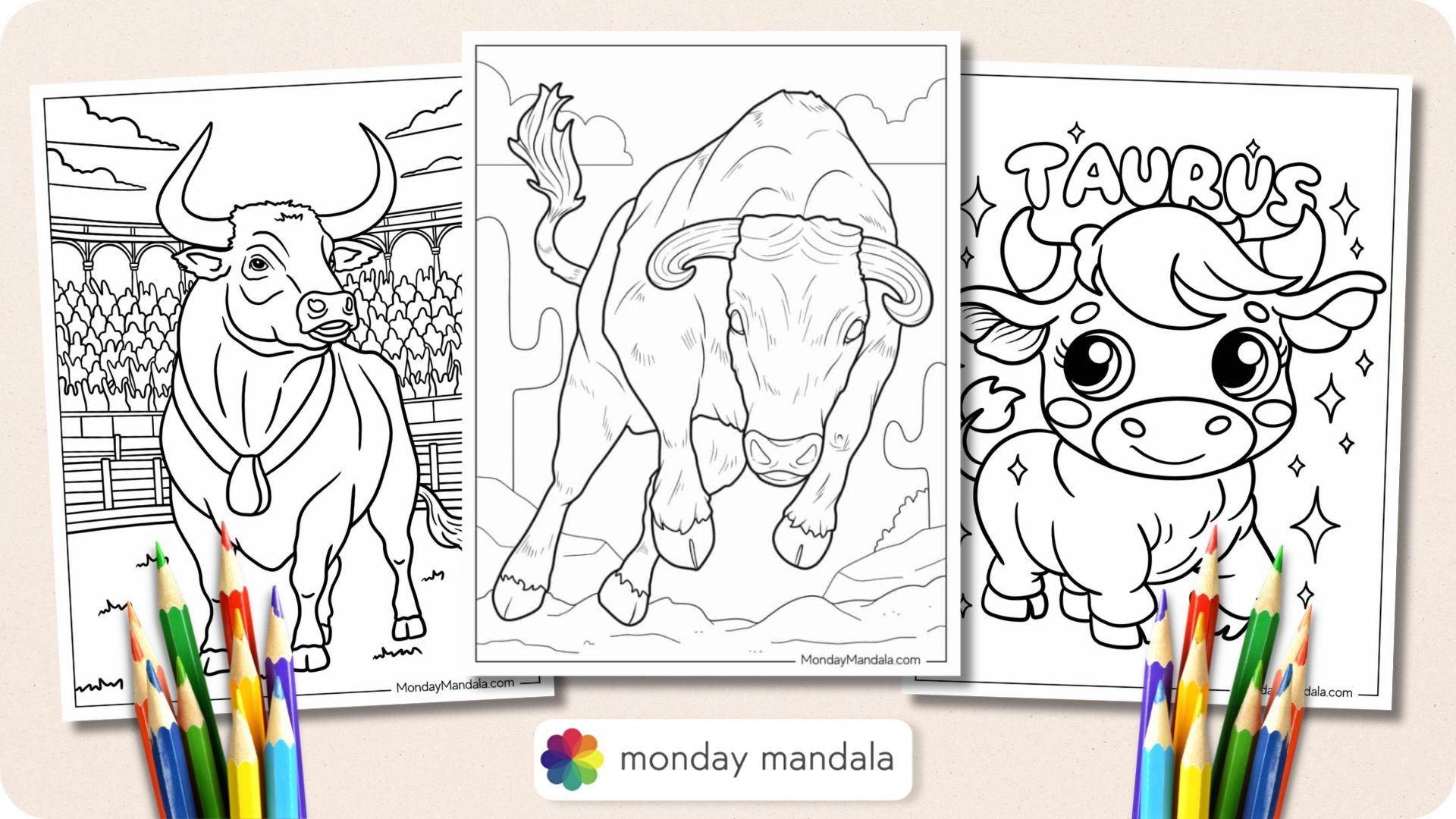 Bull Coloring Pages Featured Image v2