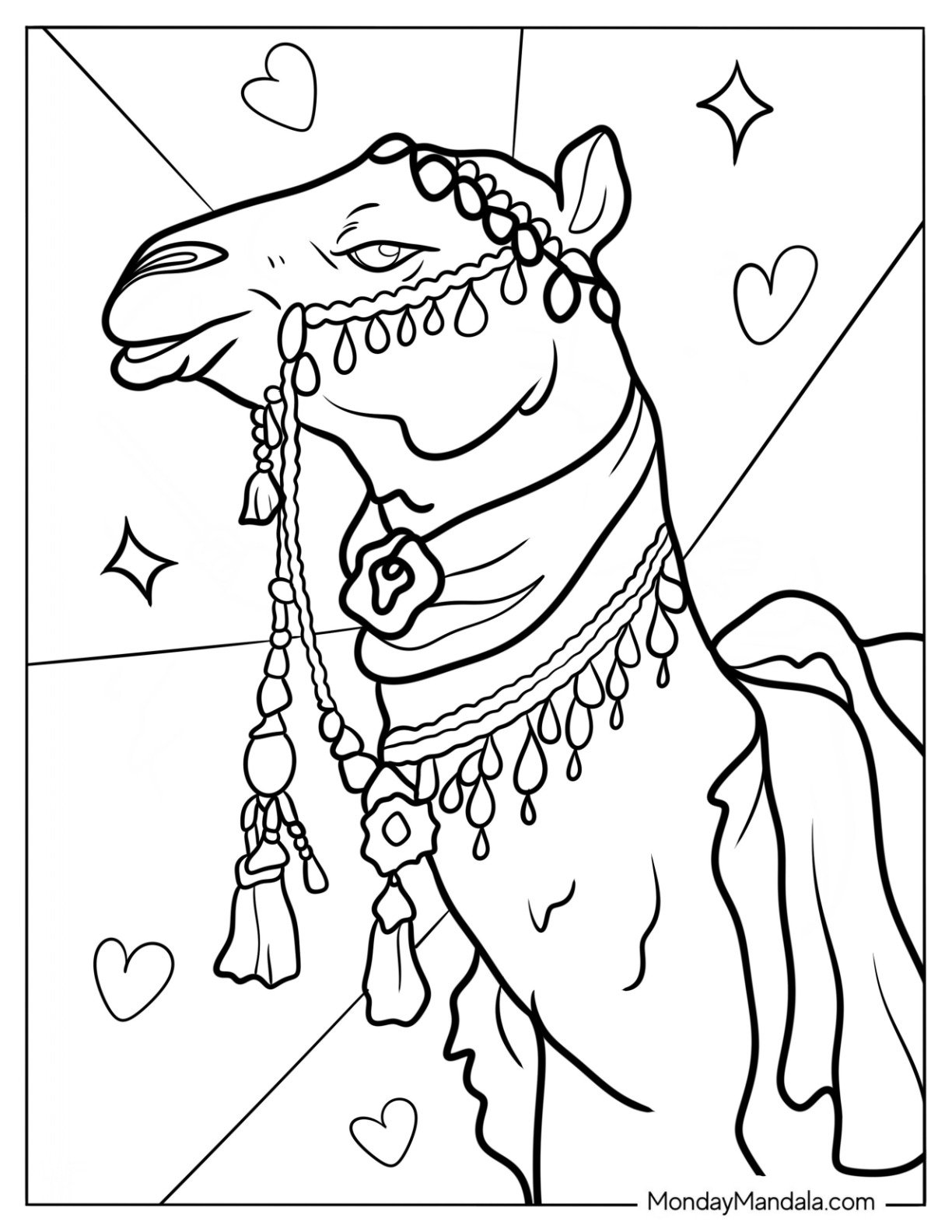 Camel Coloring Page Wearing Accessories