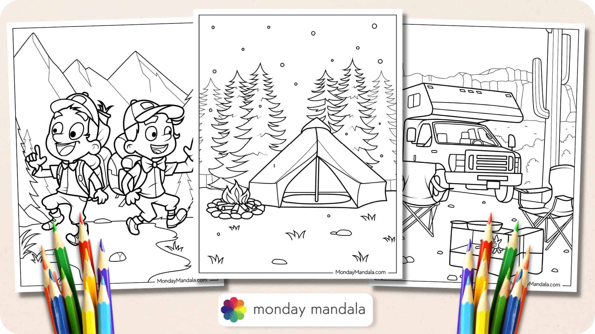 hiking coloring page