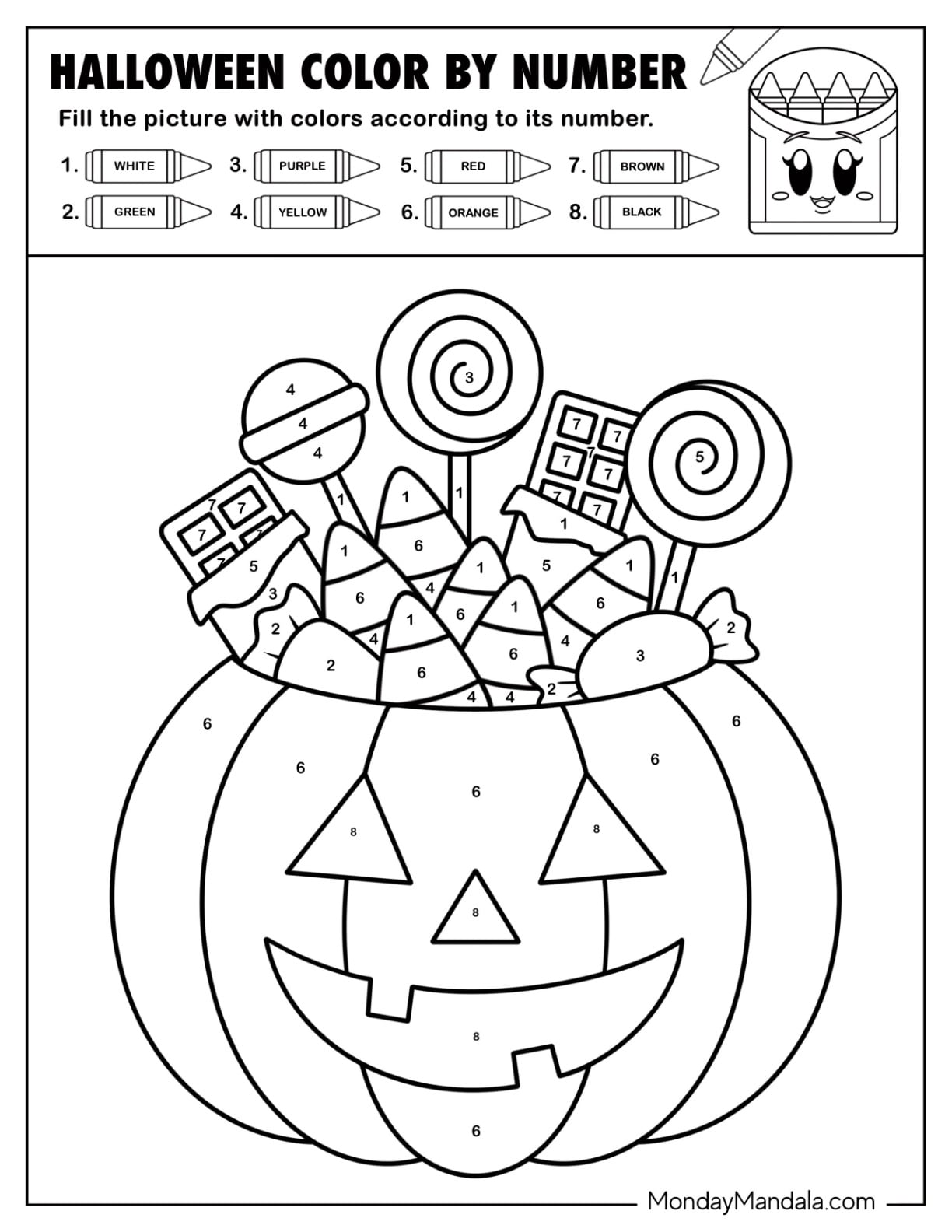 Candies in a Jack O Lantern Color by Number