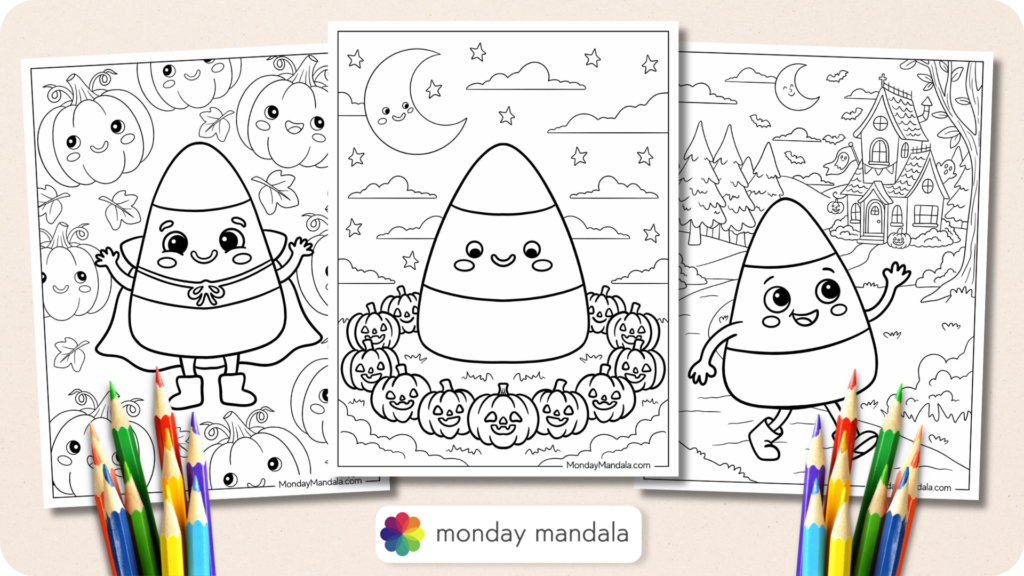 21 Candy Corn Coloring Pages (Free PDF Printables)