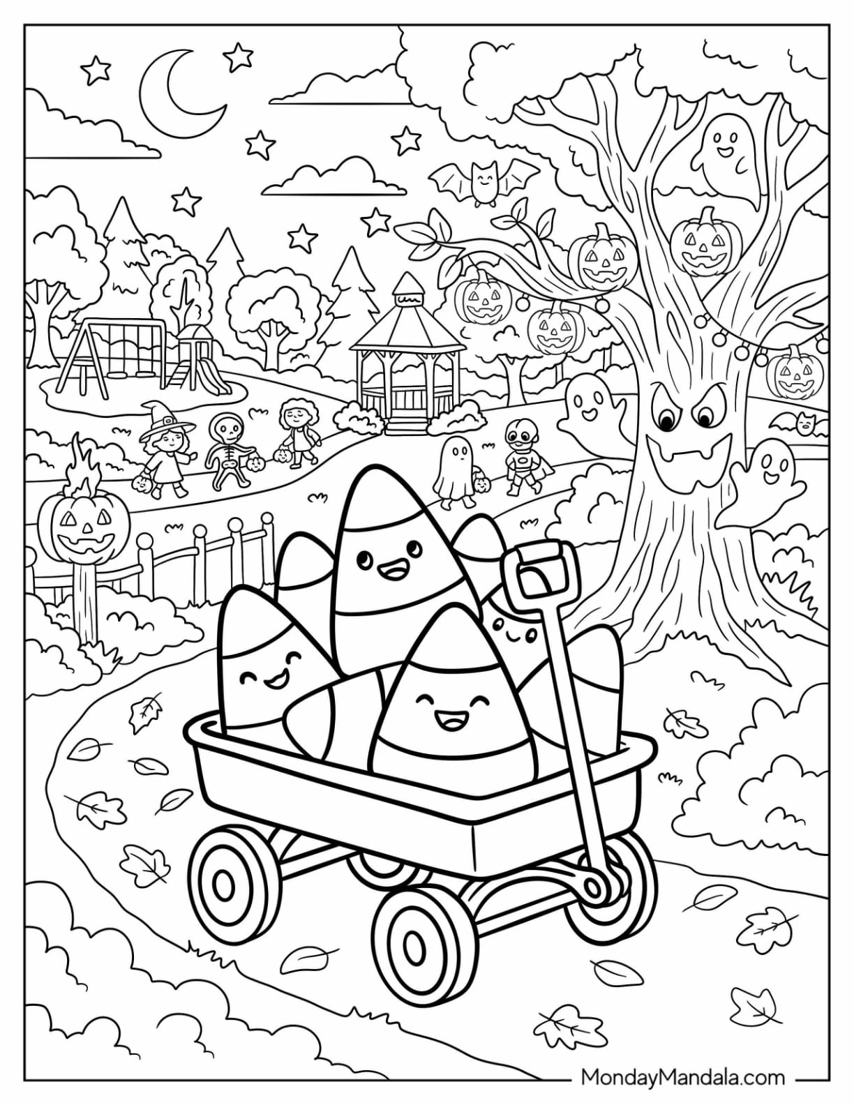 Candy Corn Friends in a Wheelbarrow