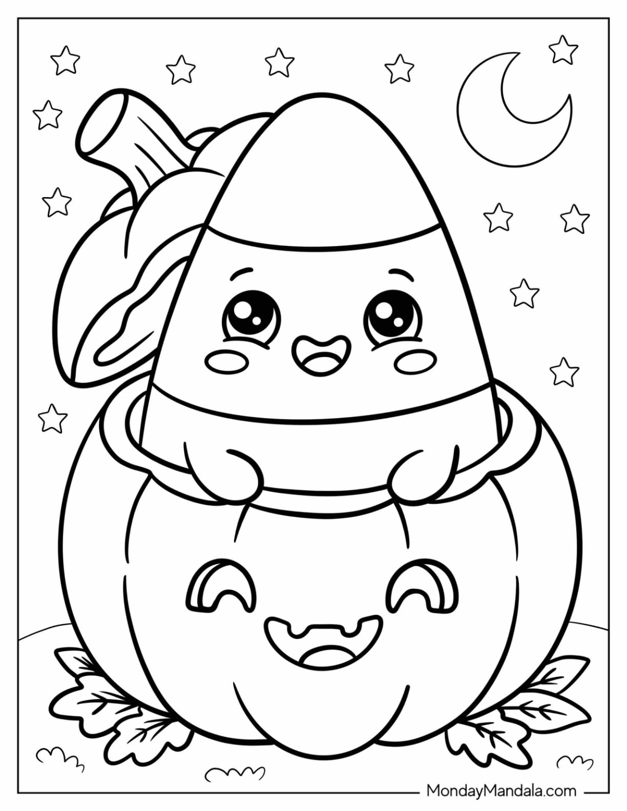 Candy Corn Inside a Jack O Lantern Coloring Page for Kids