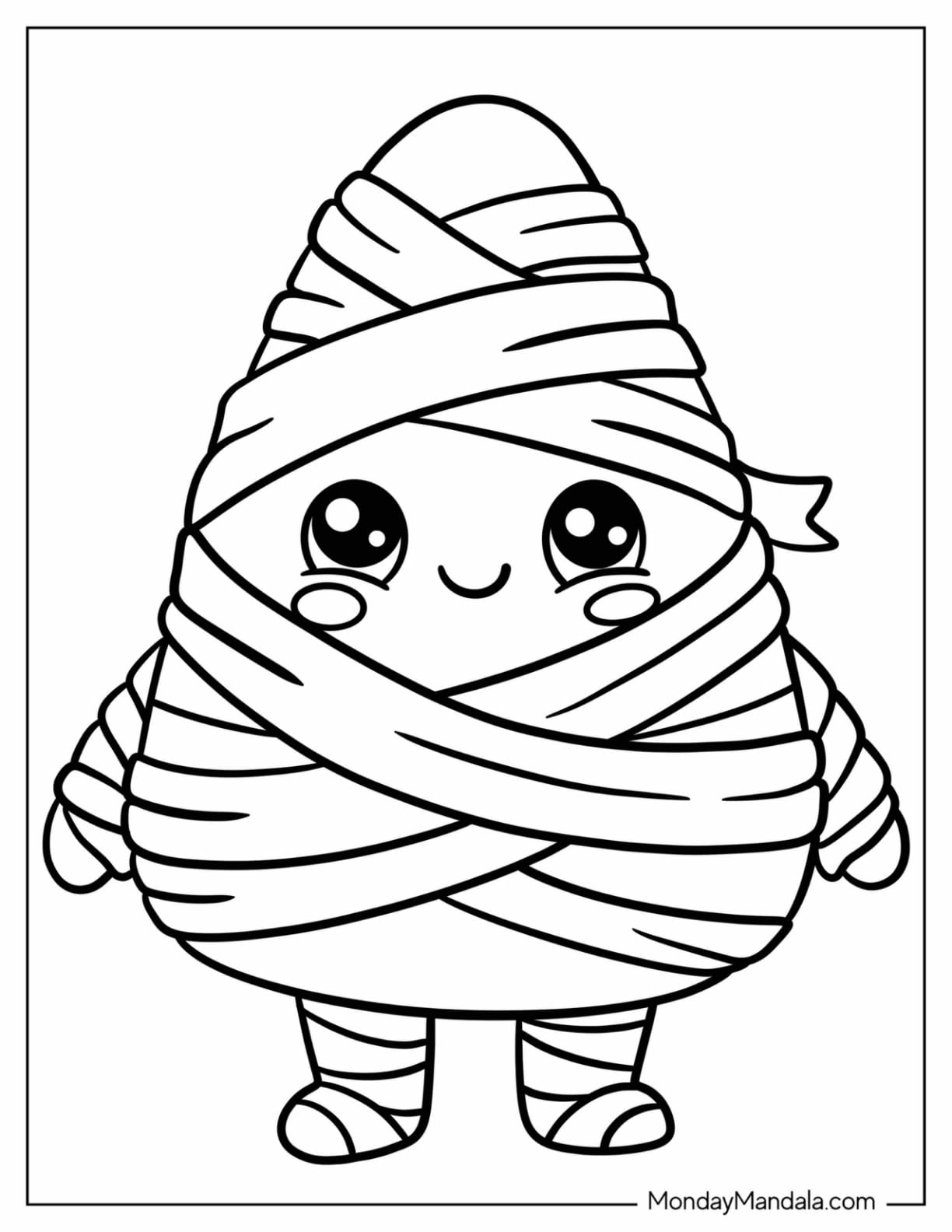 Candy Corn Mummy Coloring Page for Kids